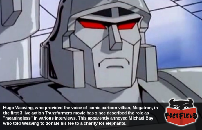 Hugo Weaving hated being Megatron - Fact Fiend